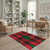 Festive Red Buffalo Plaid Christmas Tree Area Rug