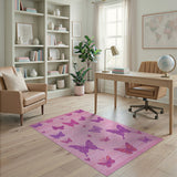 Whimsical Pink Butterfly Area Rug