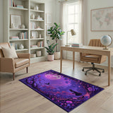Enchanted Purple Moon Forest Silhouette Rug