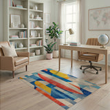 Geometric Modern Multi-color and Patterns Vibrant Geometric Abstract Multi-Color Area Rug