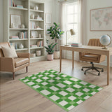 Classic Green Gingham Checkered Area Rug