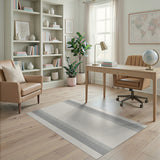 Gray Vertical Striped Beige Area Rug