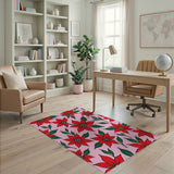 Multi-color and Patterns Vibrant Pink Poinsettia Floral Area Rug