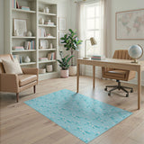 Blue and Teal Teal Blue Geometric Modern Area Rug
