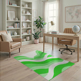 Green Wave Geometric Area Rug