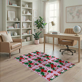 Pink Poinsettia Papercut Holiday Area Rug