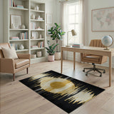 Gold Sunburst Geometric Area Rug