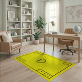 Kids Cartoon Cheerful Yellow Smiley Face Area Rug