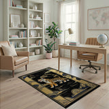 Majestic Roaring Tiger Gold Clouds Area Rug