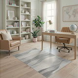 Grey Abstract Wave Abstract Area Rug