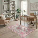 Pink Peony Floral Medallion Area Rug
