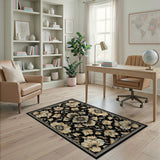 Black Ivory Floral Persian Area Rug