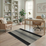 Bold Black White Striped Geometric Geometric Modern Area Rug