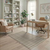 Rustic Farmhouse Brown Tan Plaid Check Area Rug