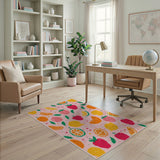 Playful Pixel Fruit Pattern Area Rug