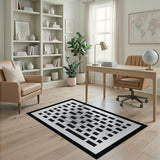 Black and White Black White Geometric Block Area Rug