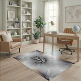 Geometric Cat Line Art Washable Area Rug