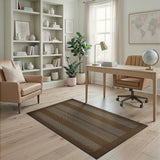 Brown Tan Vertical Stripe Textured Area Rug
