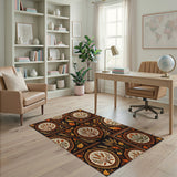 Ornate Wheat Harvest Medallion Rug