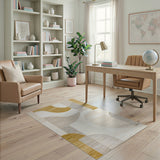 Gold Beige Abstract Geometric Area Rug