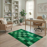 Variegated Green Checkerboard Area Rug
