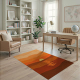 Layered Orange Sunset Horizon Area Rug