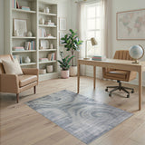 Grey Abstract Swirl Distressed Area Rug