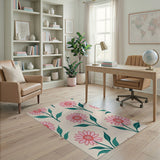 Pink Pink Daisy Floral Area Rug