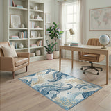 Blue Coastal Seashell Area Rug