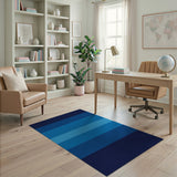 Ombre Blue Striped Area Rug