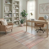 Peach Cream Horizontal Striped Area Rug