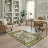 Cream Sage Green Floral Persian Area Rug