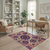 Purple Purple Floral Persian Area Rug
