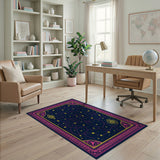 Ornate Navy Celestial Constellation Star Area Rug