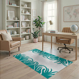 Teal Seaweed Abstract Area Rug