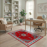 Red Teal Traditional Persian Floral Area Rug