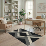 Modern Geometric Triangle Area Rug in Black White