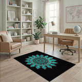 Mandala Teal Mandala Geometric Area Rug