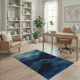Blue and Teal Geometric Modern Layered Blue Mountains Geometric Area Rug
