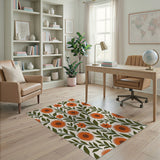 Orange Vibrant Orange Sunflower Floral Area Rug