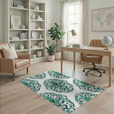 Elegant Teal Damask Persian Rug