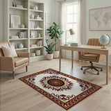 Ornate Red Gold Persian Medallion Rug