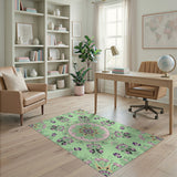 Mint Green Floral Mandala Area Rug
