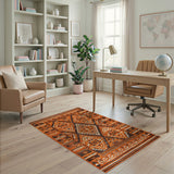Burnt Orange Diamond Geometric Southwestern Rug