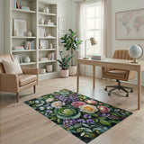 Lush Floral Bouquet Area Rug with Roses Cabbage