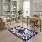 Purple Ornate Purple Floral Medallion Area Rug