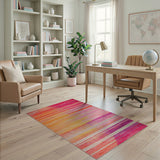 Geometric Modern Multi-color and Patterns Vibrant Multi-Color Geometric Stripe Rug