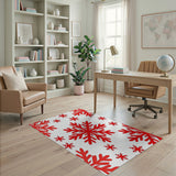 Bold Red Snowflake Area Rug