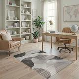 Abstract Area Abstract Black White Wave Area Rug