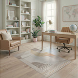 Beige Abstract Curved Area Rug
